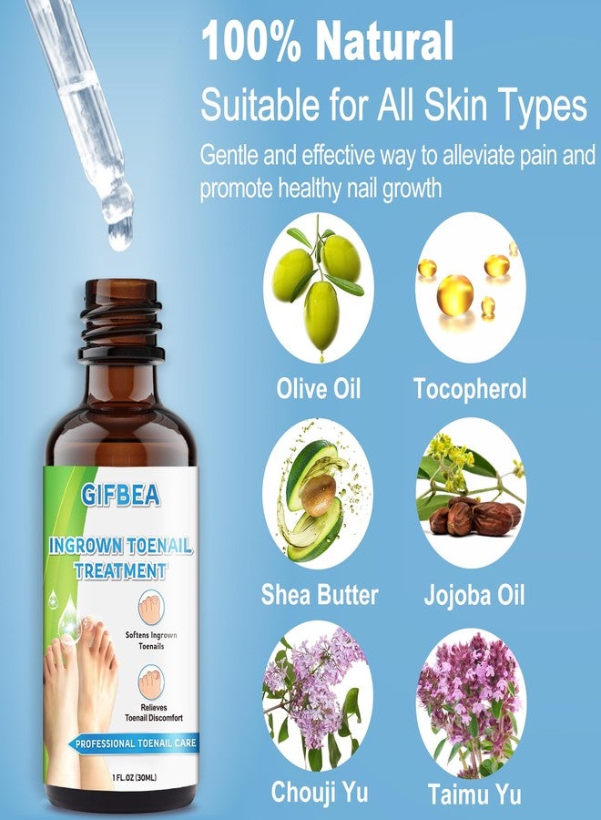 GIFBEA علاج الأظافر الناشبة مع قطرات مسكنة ومنعمة، أداة رفع أظافر مزدوجة الجوانب للعناية بالأظافر السميكة والناشبة، طقم تنظيف أظافر القدم للرجال والنساء - Image 3